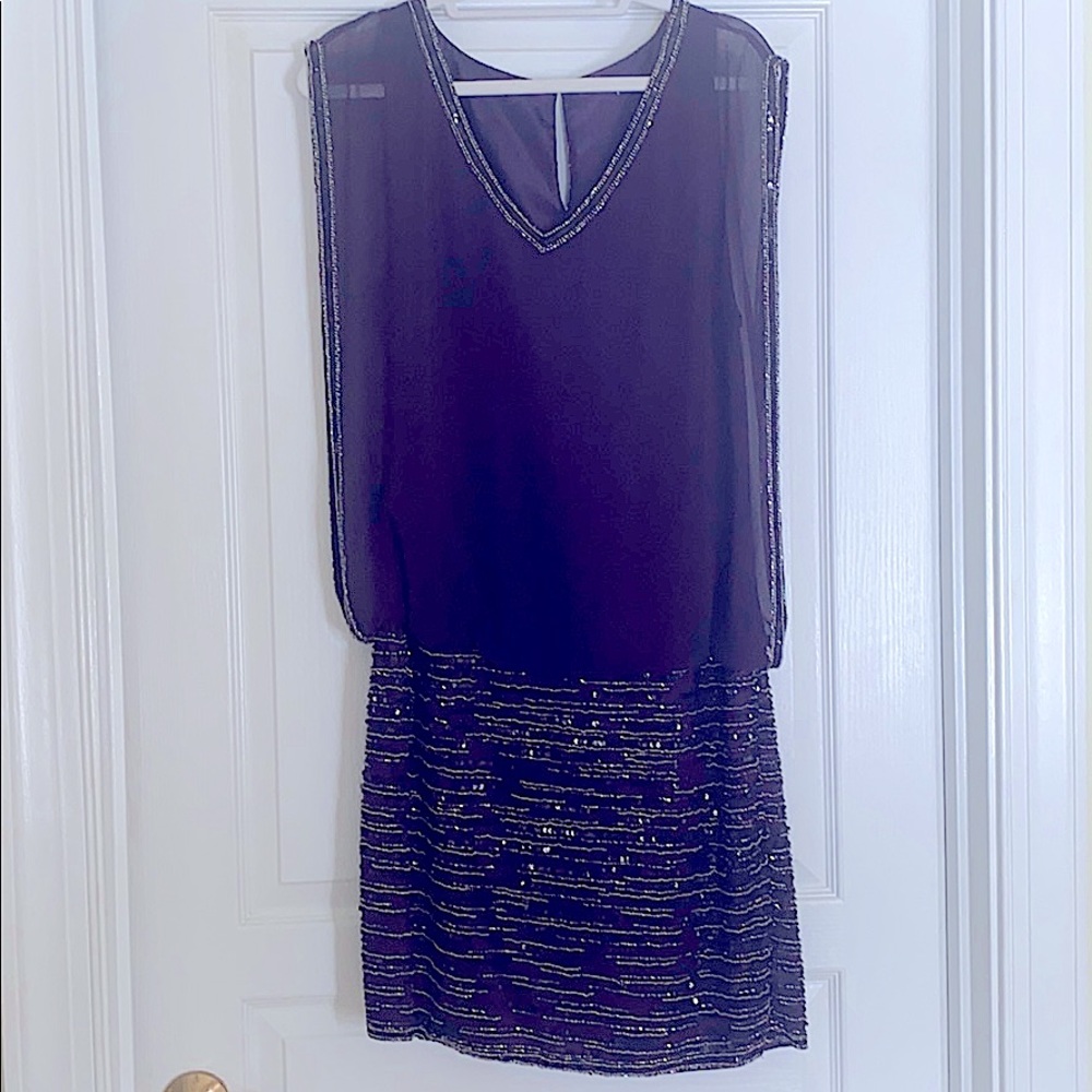 Women’s eggplant sequined dress in size 12.